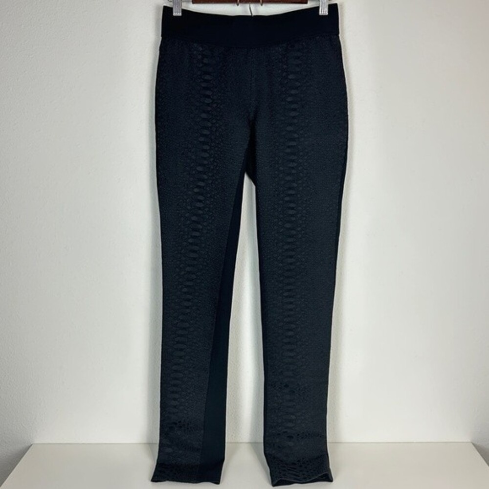 Carmen Marc Valvo Textured Front Black Leggings S